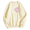 thumbnail image 3 of Daznico Womens Casual Letter Print Crewneck Pullover Hoodless Sweatshirt Fall Long Sleeve Sweatshirts Top Blouse,Sweatshirt for Women-Beige-XXL, 3 of 4