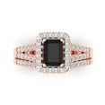 thumbnail image 2 of 1.57 ct Brilliant Emerald Cut Natural Onyx 14k Rose Gold Halo Solitaire with Accents Engagement Bridal Wedding Ring Band Set size 4.25, 2 of 7