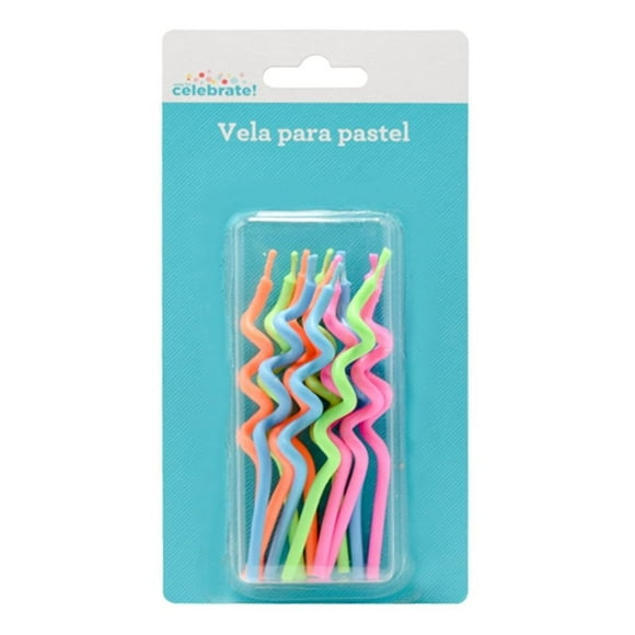 Vela Way to celebrate! para Pastel Larga Ondulada Multicolor Paquete con 12 Piezas