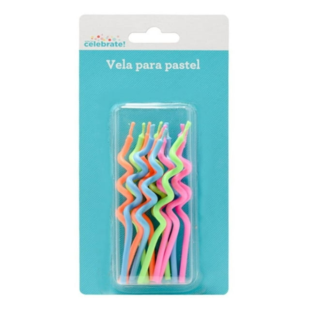 Vela Way to celebrate! para Pastel Larga Ondulada Multicolor Paquete con 12 Piezas