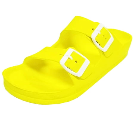 

SNJ Women s Lightweight Comfort Soft Slides EVA Adjustable Double Buckle Flat Sandals