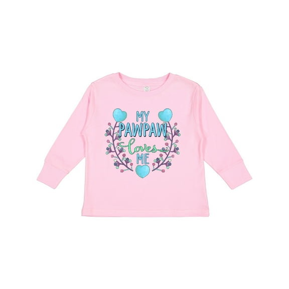 Inktastic My Pawpaw Loves Me with Flowers and Hearts Boys or Girls Long Sleeve Toddler T-Shirt