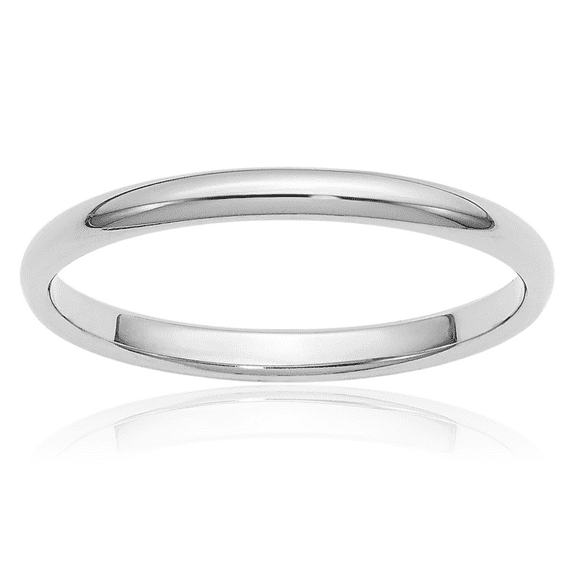 Platinum 2mm Half Round Plain Classic Wedding Band Ring