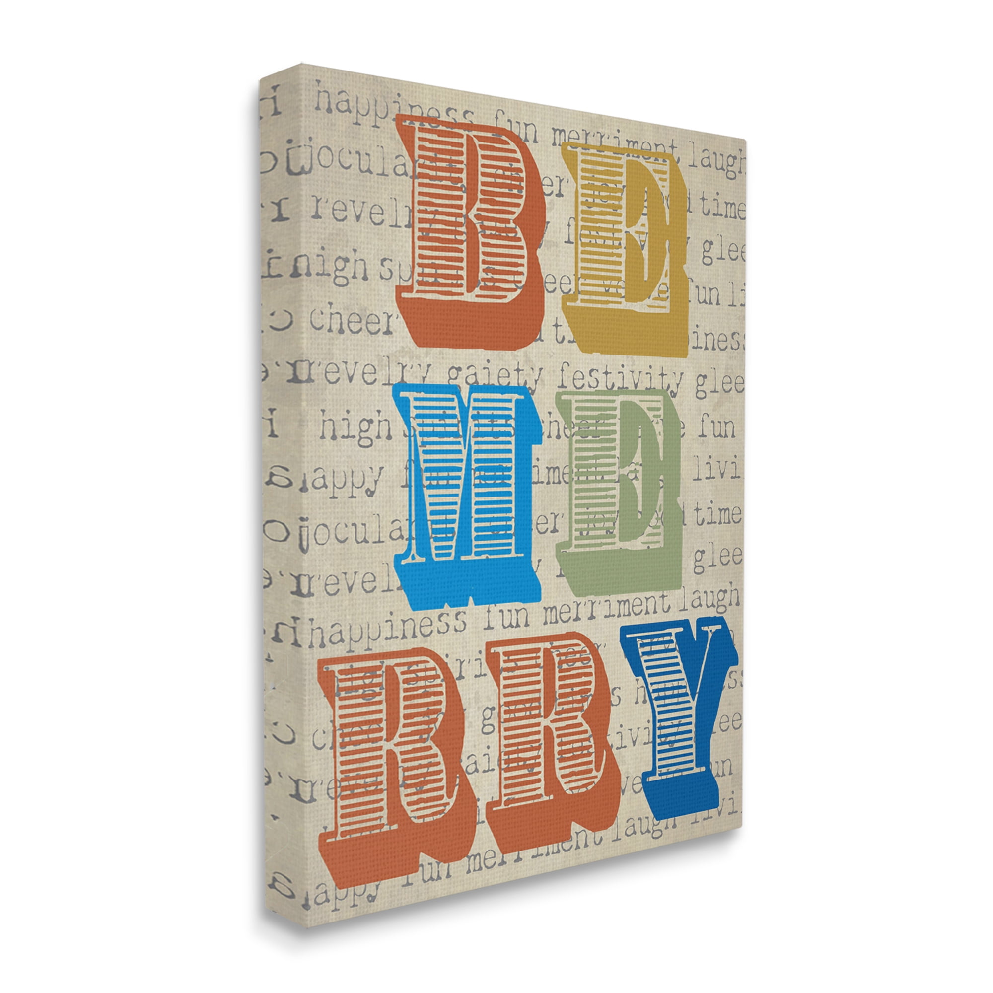 Stupell Industries Be Merry Kitchen Sign Vintage Style Typography Graphic Art Gallery Wrapped Canvas Print Wall Art, Design by Graffitee Studios