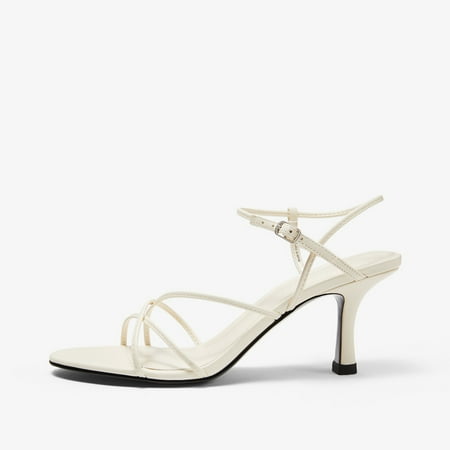 

IELGY Open toe sandals Simple Oblique straps High heels for women Thin