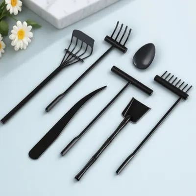 LEORX 6Pcs Black Plastic Zen Garden Rake Kit for Creating Patterns and Decorating Home Office