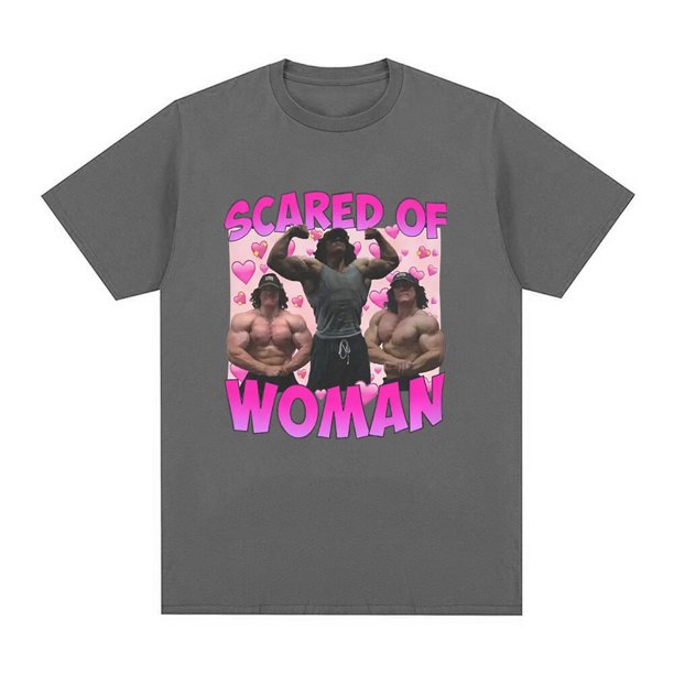 Camiseta Sam Sulek con texto "Miedo a las mujeres", humor, gimnasio, fitness, camisetas gráficas, hombre, mujer, algodón, informal, talla grande