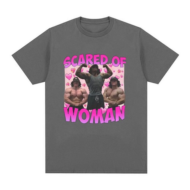 Camiseta Sam Sulek con texto "Miedo a las mujeres", humor, gimnasio, fitness, camisetas gráficas, hombre, mujer, algodón, informal, talla grande