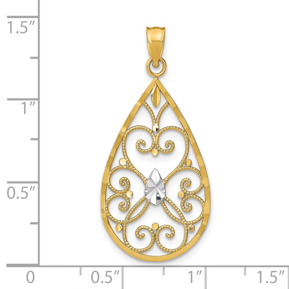 誠実 Finejewelers 14k Two-Tone Gold Teardrop with Beaded Heart Filigree White  Br イヤリング - www.goldenshoppingcalhau.com.br