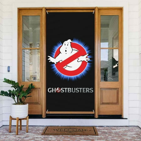 Ghostbusters Door Cover Decorated Banner Tapestry Home Decoration Holiday Party Supplies Door Banner Porch Sign Banner 72.8 x 35.4 Inch
