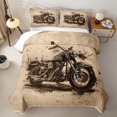 thumbnail image 2 of Manfei Retro Motocross Twin Quilt Set,Speed Games Twin Coverlet Set,Brown,2pcs, 2 of 7