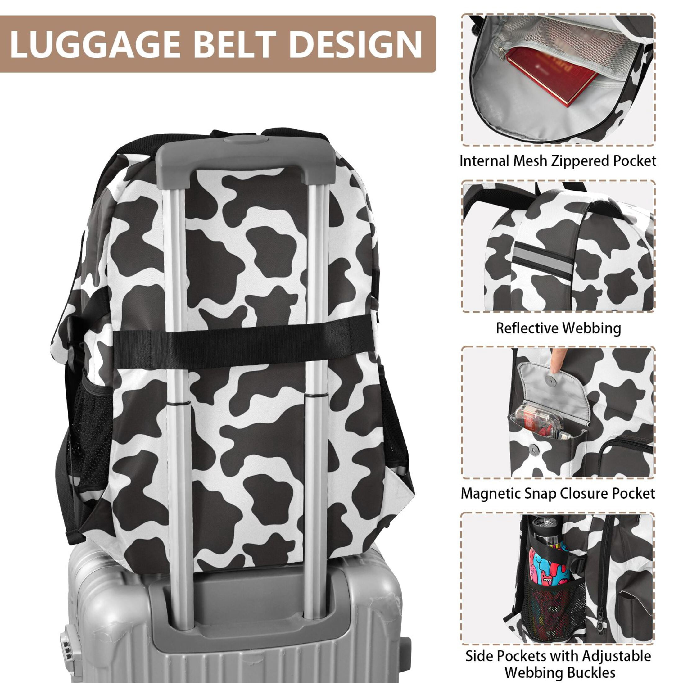 ALAZA Cow Print Student Backpack School Bookbag Large Laptop Daypack Travel Bag