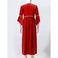 thumbnail image 4 of iiniim Kids Girls Medieval Princess Costume Long Flared Sleeve High Waist Maxi Dress Halloween 6-16 Red 6, 4 of 7