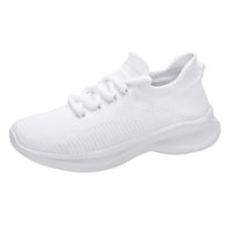 kamemir Womens Walking Shoes Women's Lace-up Sneaker(White,6.5)