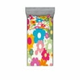 thumbnail image 2 of Ambesonne Floral Fitted Sheet & Pillow Sham Set, Sixties Inspiration, Full, Multicolor, 2 of 3