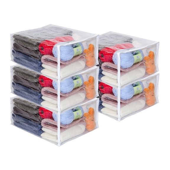 5-Pack Clear Vinyl Zippered Storage Bags 15 x 18 x 8 Inch