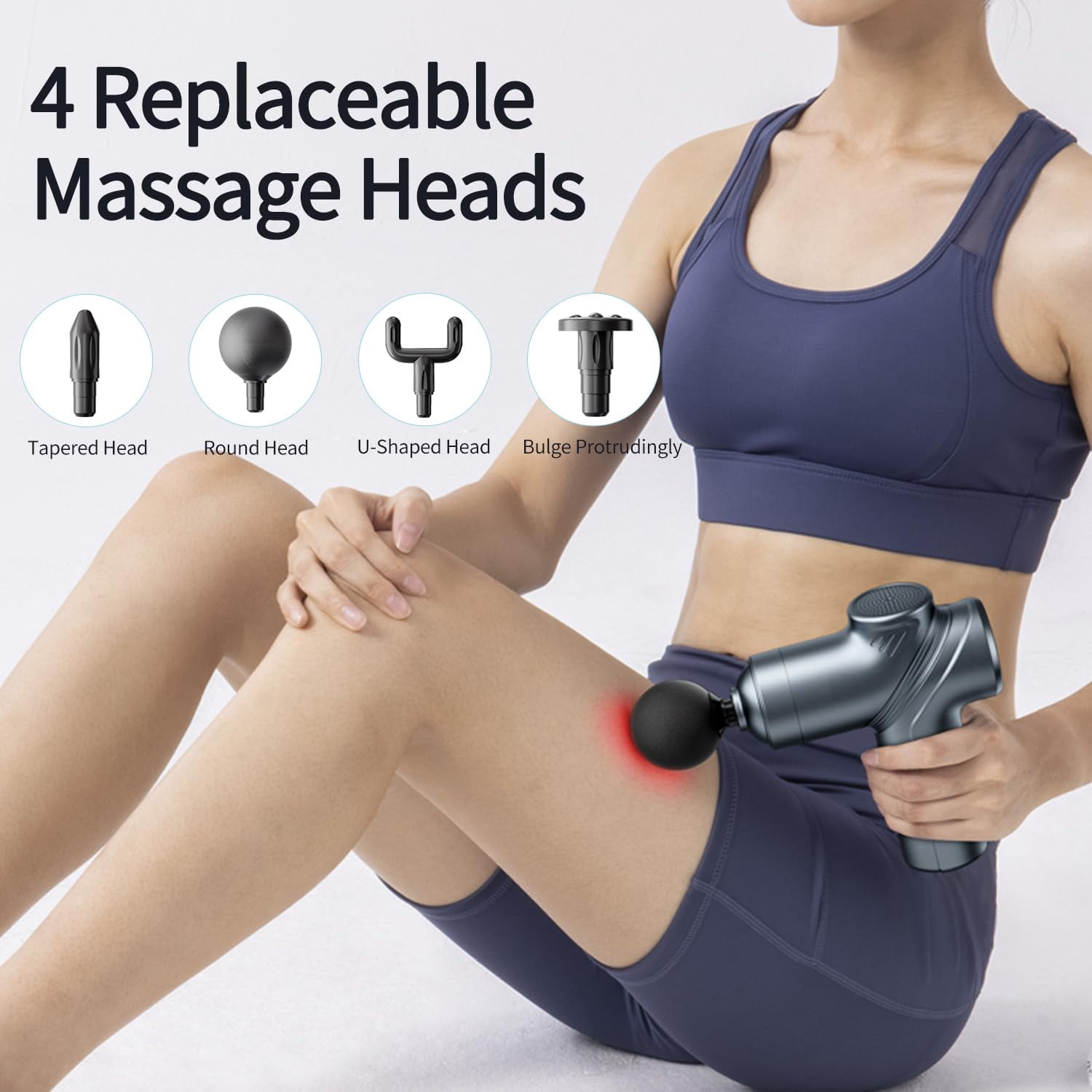 CHUNYAN Deep Tissue Massage Gun Portable, Mini Electric Muscle Massager, Suitable for Relieving Back, Neck and Body Pain, with 4 Heads and 6 Speeds