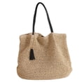 thumbnail image 1 of Bolso de mano grande tejido de paja para mujer, bolso de hombro tejido a mano para playa, bolso de mano de paja con borlas, 1 of 6