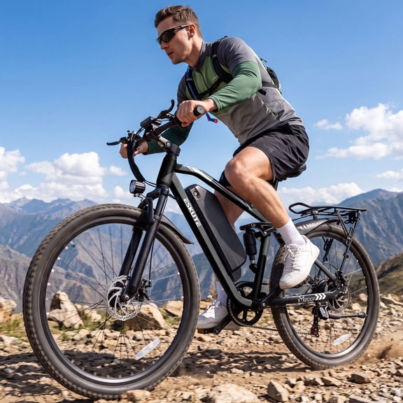ESKUTE Electric Bike for Adults, 27.5" Mountain E-Bike, 1500W Peak Brushless Motor, 48V 20.8Ah Battery, Up to 80 Miles Range, 20 MPH, Full Suspension, Step-Over, Black
