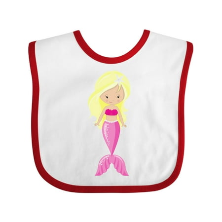 

Inktastic Cute Mermaid Little Mermaid Blonde Hair Tail Gift Baby Girl Bib
