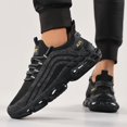thumbnail image 3 of Men's Lace Up Knit Chunky Sneakers, Breathable Mesh Cushioned Athletic Running Shoes, Black, White Available, 3 of 6
