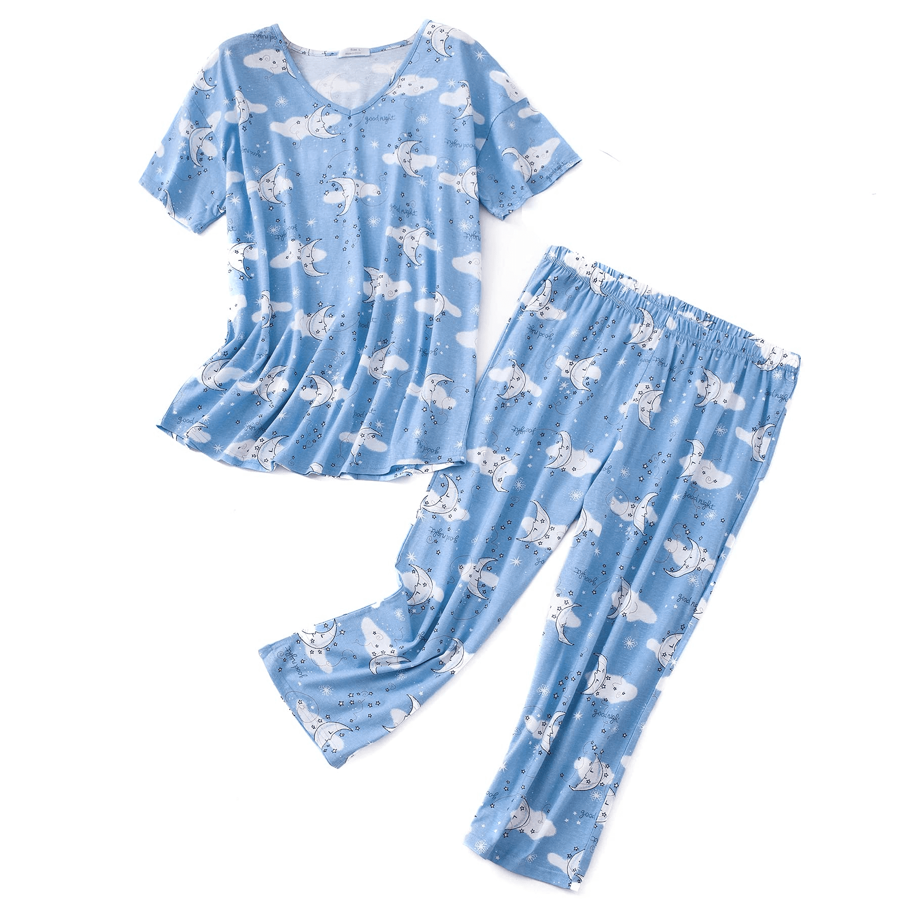 Zando Womens Short Sleeve Pajama Sets for Women Soft Sleepwear Tops ...