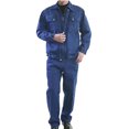 thumbnail image 2 of VBTAPA 2 Piece Denim Suit for Men Distressed Work Jackets Trucker Biker Jeans Set with Pockets Navy M, 2 of 8