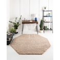 thumbnail image 2 of Unique Loom 3151350 8 x 8 ft. Solid Shag Octagon Rug, Taupe, 2 of 2