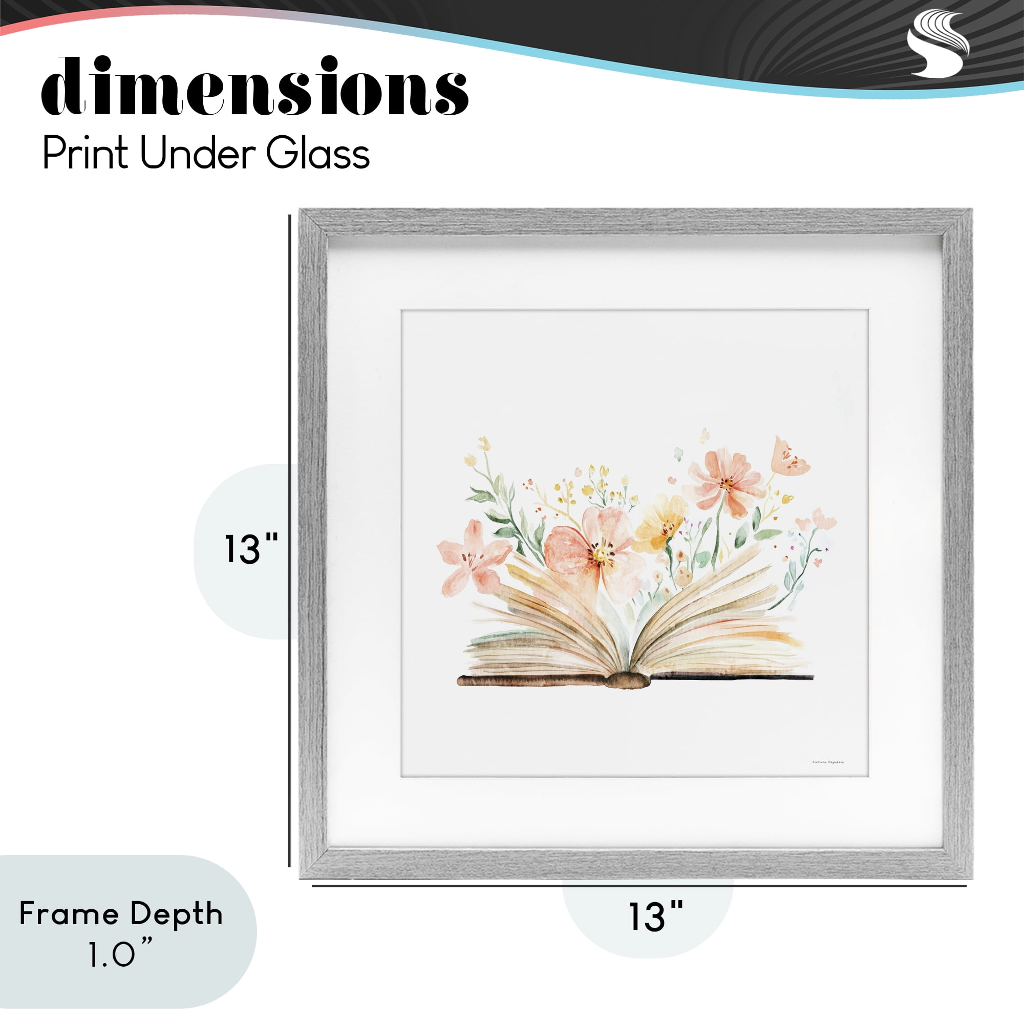 Stupell Industries Floral Flourishing Words Gray Framed Print Under Glass, design by Svetlana Aleynikova