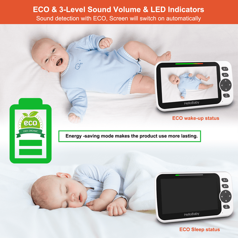 HelloBaby HB6352 Video Baby Monitor – 5″ LCD, No Wifi, Pan-Tilt