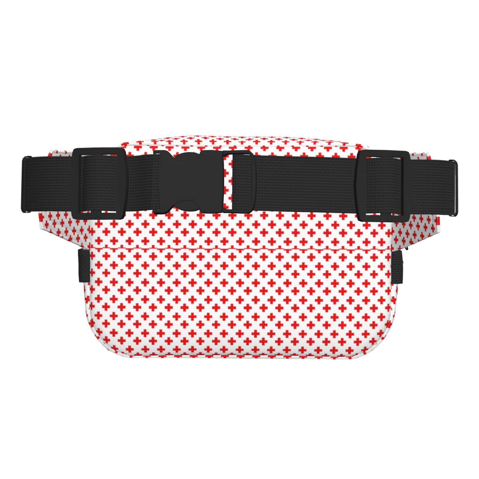 Fuzoiu Red Cross Print Unisex Square Double Layer Waist Bag,Crossbody Fanny Pack Travel Workout Accessory