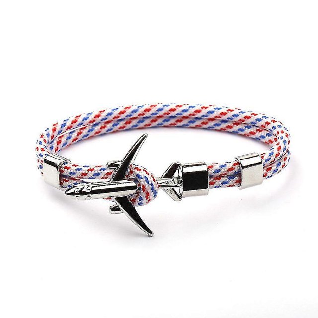 Nuevas pulseras de ancla de avión de metal para hombres y mujeres con dije de paracord - Código de modelo 11 12096 11