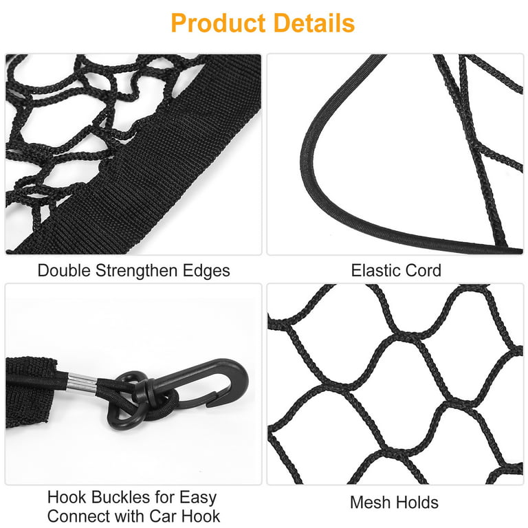 AWELCRAFT Heavy Duty Cargo Net Stretchable, Car Interior Accessories,  Adjustable Elastic Trunk Storage Net with Hook for SUVs, Cars and Trucks  (35.4x15.8 Inch) 