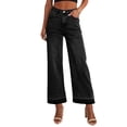thumbnail image 3 of Jeans Astylish para mujer, cintura alta, pierna recta, color negro, 3 of 6