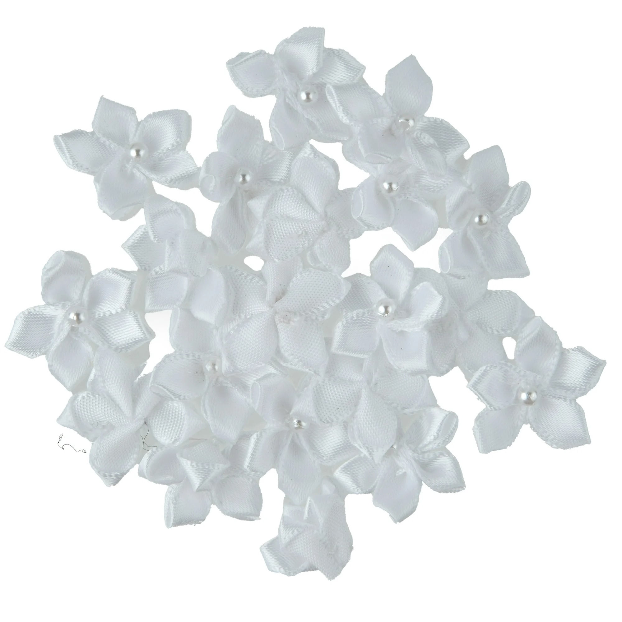Hello Hobby Accessory 5 Petal Flowers, White, 20 piece