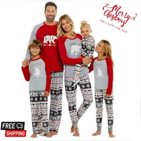 

ESASSALY Christmas Pajamas For Family - Family Christmas Pjs Matching Sets Letter Animal Print