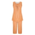 thumbnail image 4 of Swuxness Women's Camisole Pajama Two Piece Sets, Fall Short Pants Set, Women's Striped Crew Neck Soft Comfortable Breathable Pajama Set for Ladies Orange, XL, 4 of 4