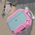 thumbnail image 6 of SaniMore for Airpods 3rd Generation 2021 Case, Rugged PC & Soft TPU Armor Full-Body Cover Built-in Keychain Military Grade Shockproof Protective Shell for AirPods 3 Gen, Green+Pink, 6 of 8