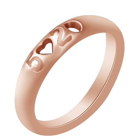 AFFY 14k Rose Gold Over Sterling Silver I Love You Heart Shape 520 Love Ring