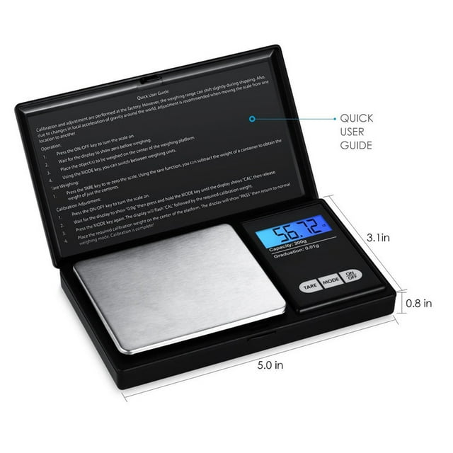 Jinsinto Digital Scale 0.01g, Digital Pocket Scale, 0.01-500g for Kitchen Jewellery, Drug, Tea,Yeast,Gold, Coffee, and Others, Balance Weight Gram Scales