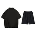 thumbnail image 2 of Yaoyar Mens Round Neck Button Detail Short Sleeve Top with Drawstring Elastic Waist Shorts Casual Two Piece Set Coordinated Outfit, 2 of 7