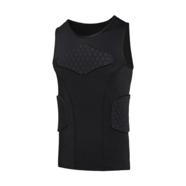Chaleco acolchado para hombre, chaleco de fútbol, cómodo chaleco de compresión acolchado, protección contra impactos, secado rápido para adultos, L