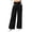 Black, variant on Women Wide Leg Waffle Pants High Waist Front Pleated with Pockets Loose Fit Slacks for Office Business Casual