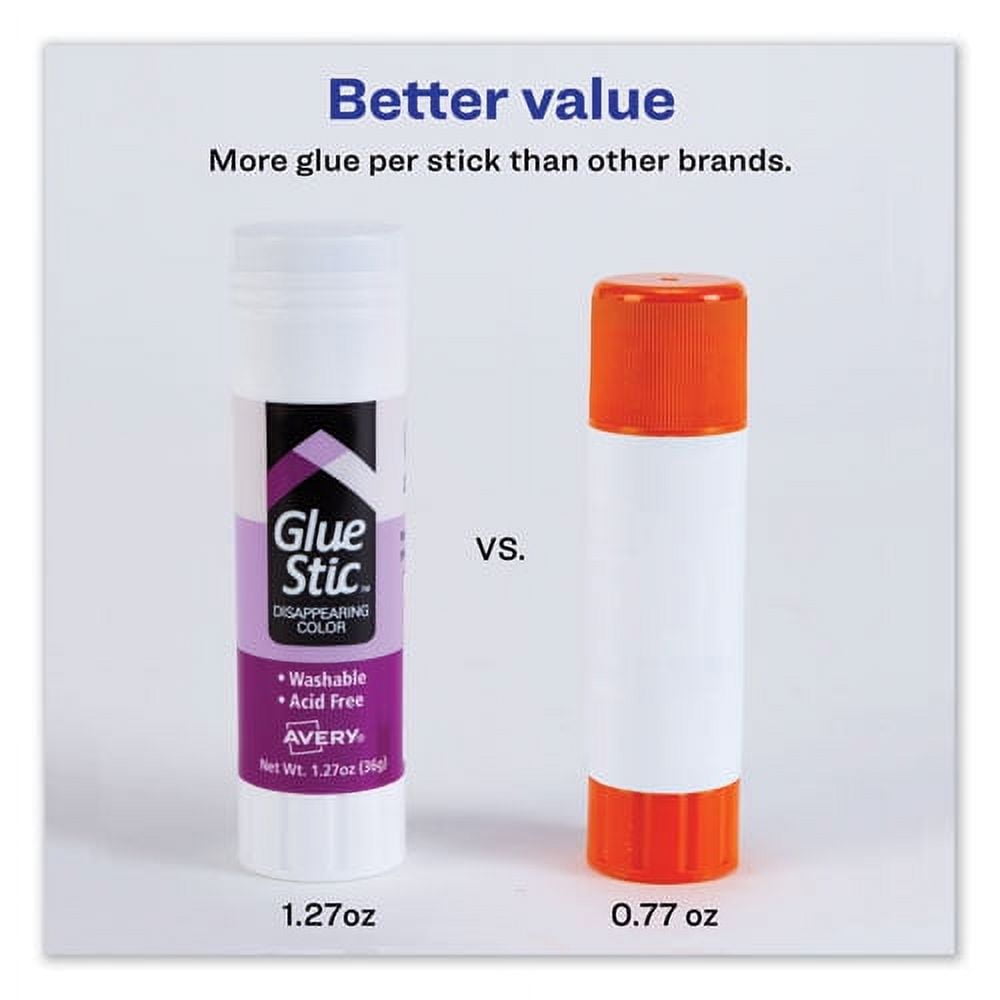 Permanent Glue Stic Value Pack, 1.27 Oz, Applies Purple, Dries Clear, 6/pack | Bundle of 10 Packs