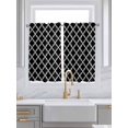 thumbnail image 2 of Tier Curtains 45 Inches Long, Modern Black Geometric Window Treatment Curtain Drapes, Abstract Art Morocco Aesthetic Window Half Privacy Curtains for Bedroom Bathroom, 42"x45", 2 Panels, 2 of 7