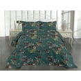 thumbnail image 2 of Ambesonne Vintage Quilted Coverlet 3 Pcs, Flowers Butterflies Minimal, Queen Size, Dark Fuchsia and Tan, 2 of 4