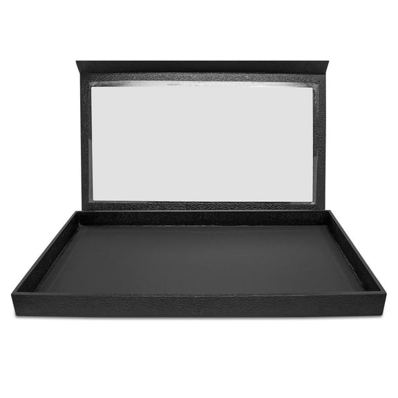 Novel Box Black Leatherette Jewelry Display Case 14.75x8.25x1.15 inches with Detachable Lid