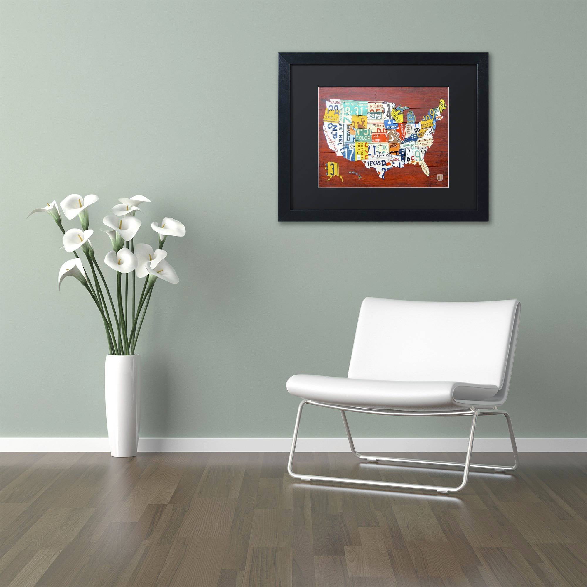 Trademark Fine Art 'License Plate Map USA' Canvas Art by Design Turnpike, Black Matte, Black Frame