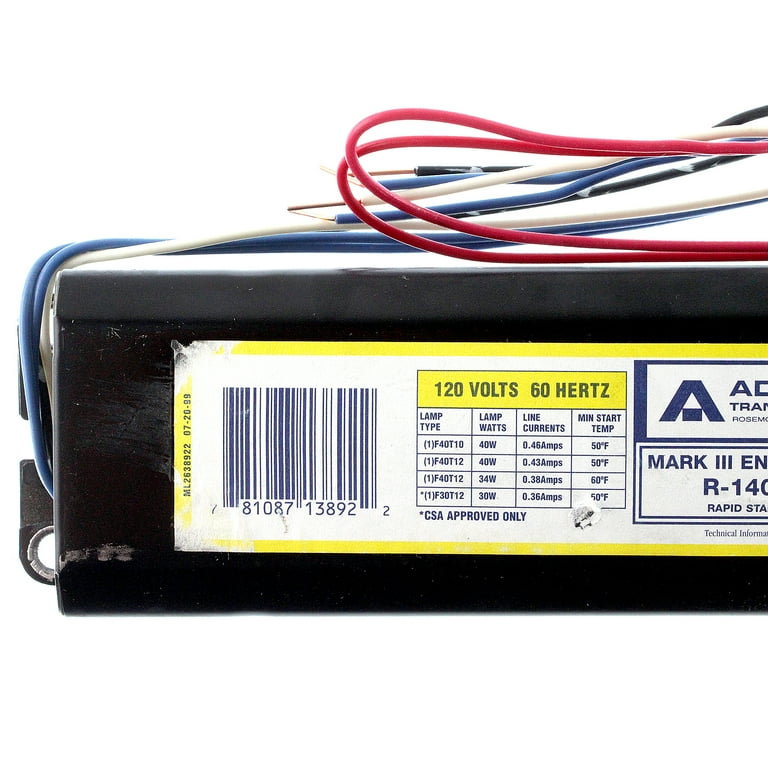 Advance R-140-1-TP Mark III Fluorescent Ballast, 1 Lamp, 40W T10  