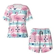 thumbnail image 4 of Lsque Pink Striped Flamingo Women's Short-Sleeved Pajama Set - 2 Piece Soft and Lightweight Sleepwear Set-Large, 4 of 9